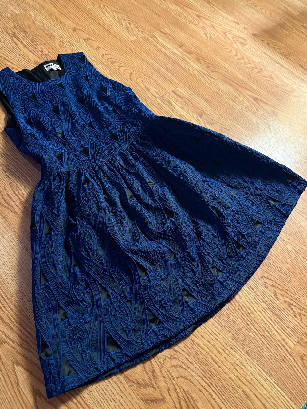 Miu Miu Navy Blue Textured Dress